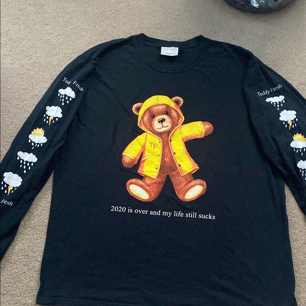 Teddy Fresh Black Long Sleeve with Yellow Bear Design